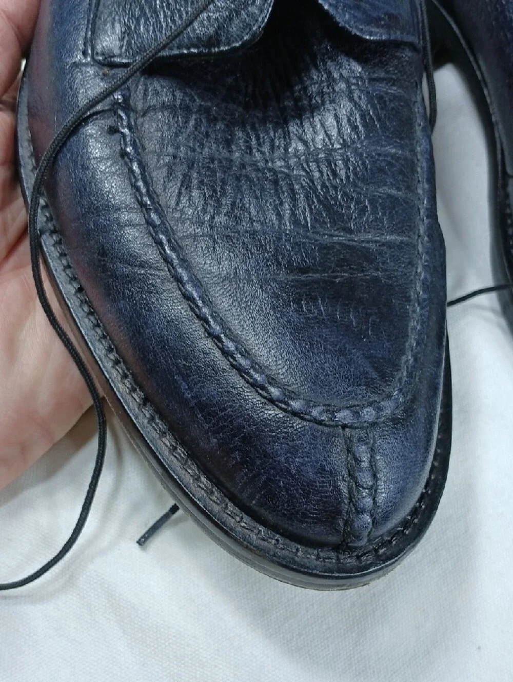 Alan Payne Men's Black Blue Leather Dress Shoes - Classic Lace-Up